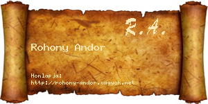 Rohony Andor névjegykártya