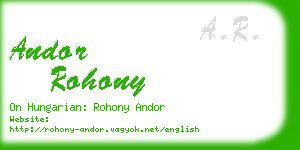 andor rohony business card